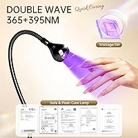 Vista 3 de AORAEM Lámpara de uñas LED para manicura de uñas, luz de curado con cuello de cisne negro y abrazadera para uñas de gel
