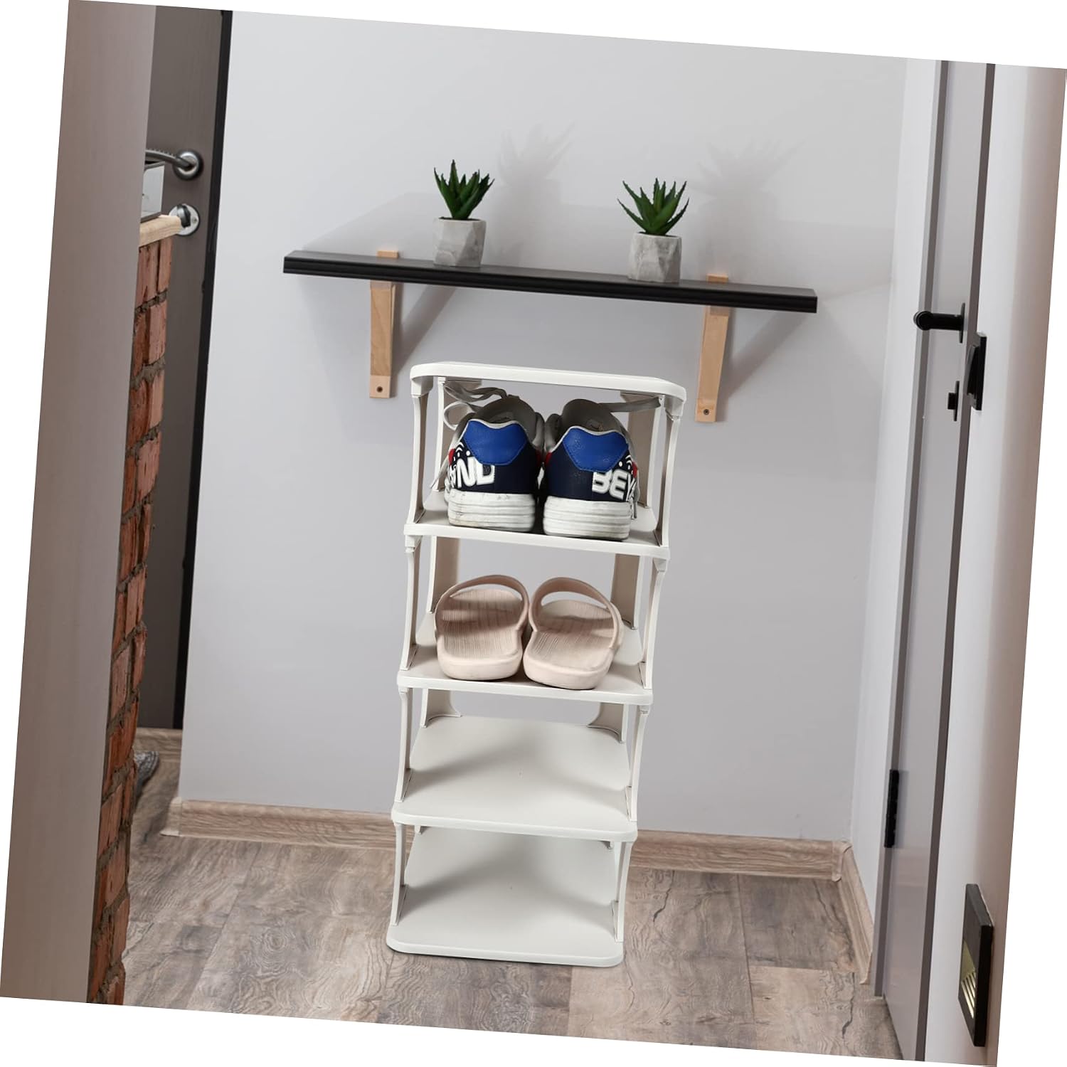 IMIKEYA Multi-Function Free Standing Shoe Organizer Rack 7-Tier Adjustable Shoe Shelf for Closet and Entryway Sturdy Plastic Space-Saving Design