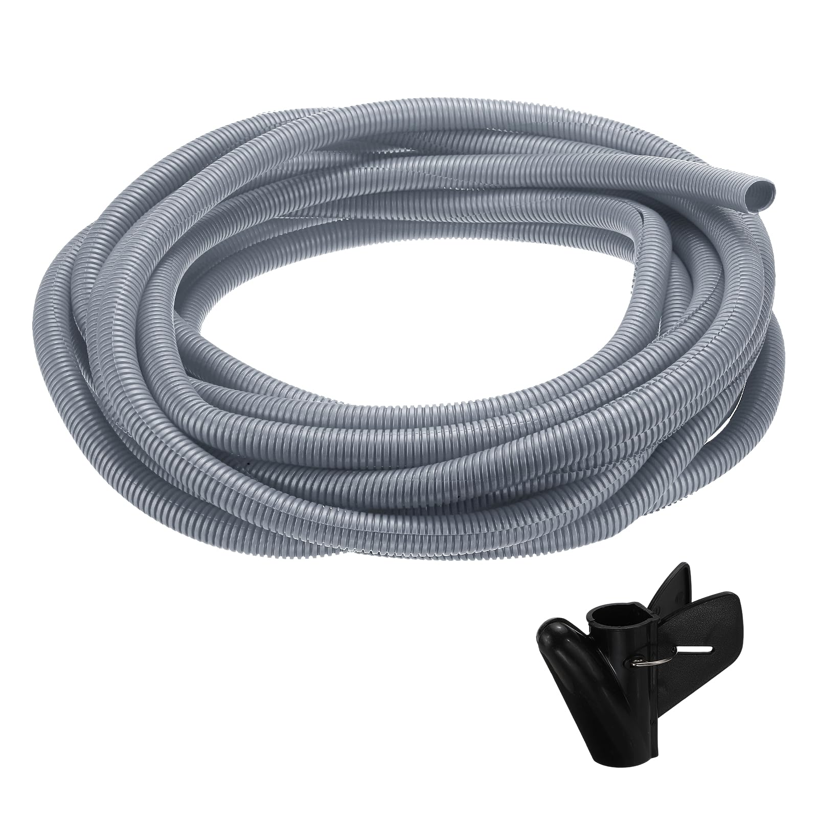 sourcing map Split Wire Loom Tubing 3/4"(20mm) ID 50FT(15m) with Installation Tool, Heat & Cold Resistant -40F to 257F Plastic Flexible Conduit Cord Protector for Electrical Wires Cable, Gray