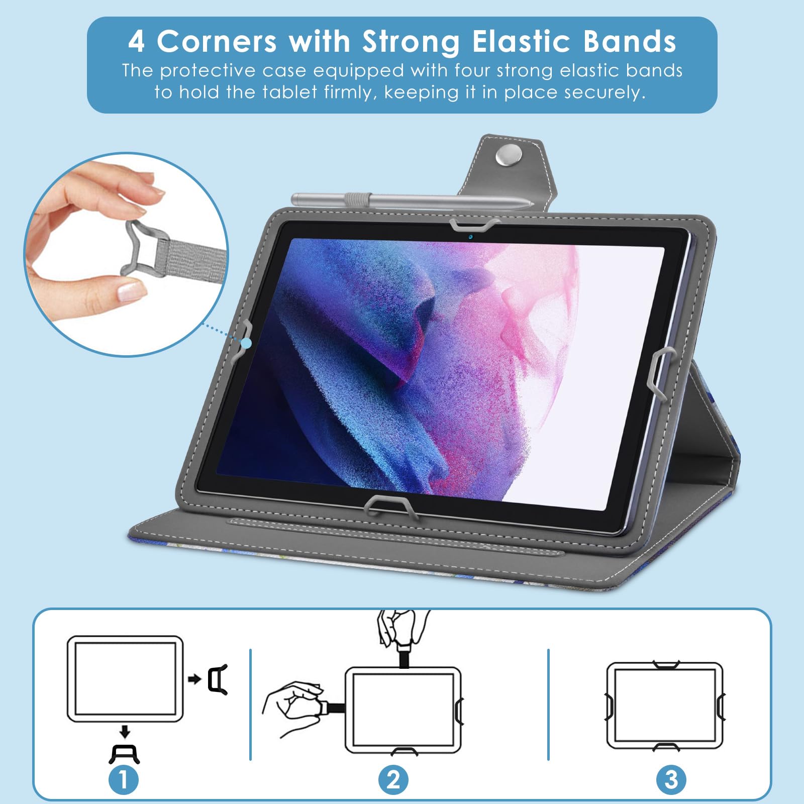 KATUMO Custodia per tutti Tablet 10 e 10,1 Pollici, Cover per Tablet 10 Pollici FACETEL Tablet Android 11, Book Cover per Blackview Tab 13 Android 12 11 / YOUXD 10''/ YESTEL 10