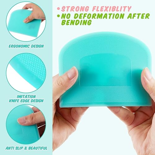 Miniatura 3 de Thyle Juego de 20 raspadores de masa de plástico, raspadores de tazón, cortador de masa multiusos, espátula flexible para cocina, herramienta para
