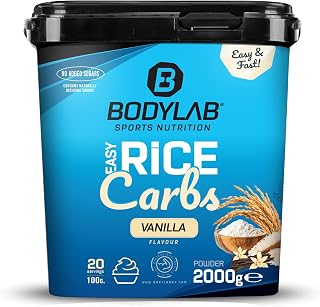 Bodylab24 Easy Rice Carbs Vanille 2kg, Energiequelle aus 100% natürlichem Reismehl, glutenfrei, ohne Zuckerzusatz, fettarm