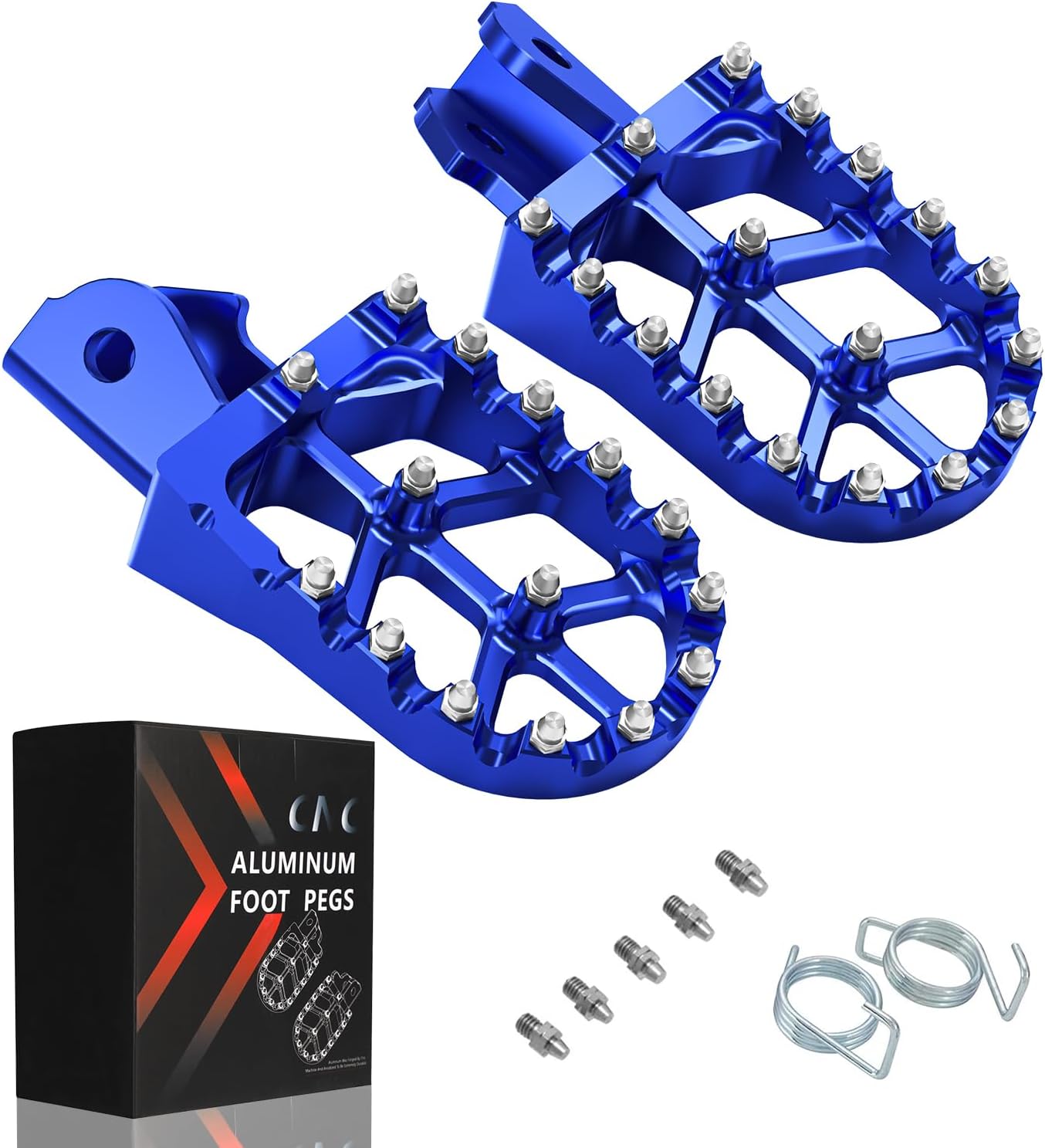 JFG RACING Dirt Bike Foot Pegs with Springs,7075 Aluminum CNC Footpegs Pedals Rests for Surron Light Bee X and S/E Ride Pro SS/CRF150F CRF230F 03-19/X160/X260-Blue