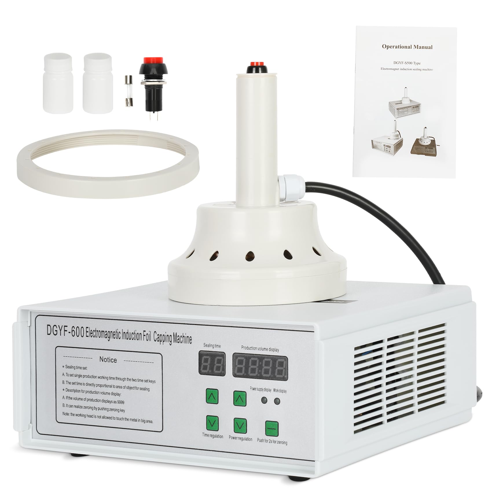 Handheld Induction Sealer 20mm-130mm, Portable Bottle Cap Sealer for Plastic & Glass Containers, 110V Electromagnetic Heat Sealing Machine for Foil Liners