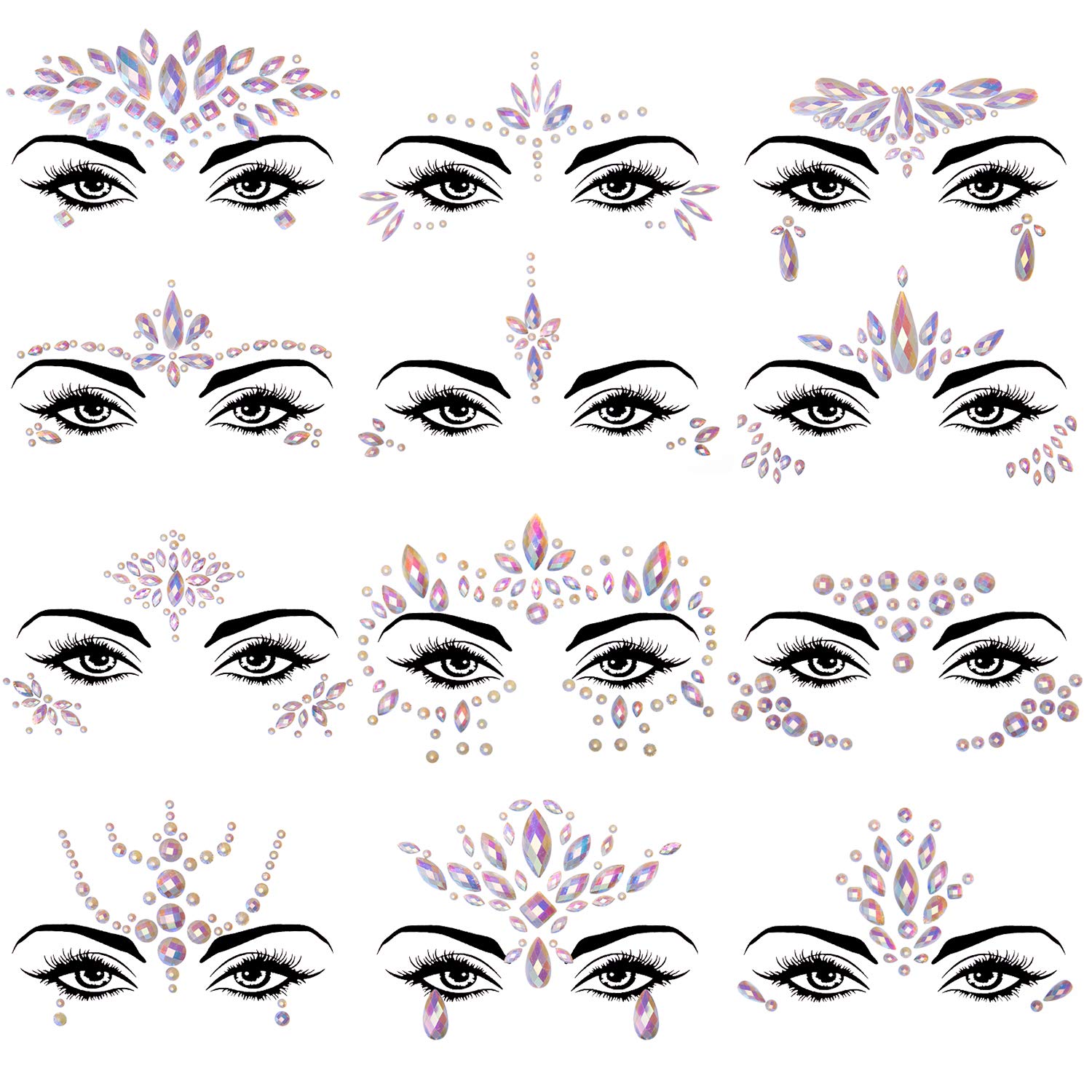 SIQUK Face Jewels - Luminous Mermaid Temporary Tattoo Stickers