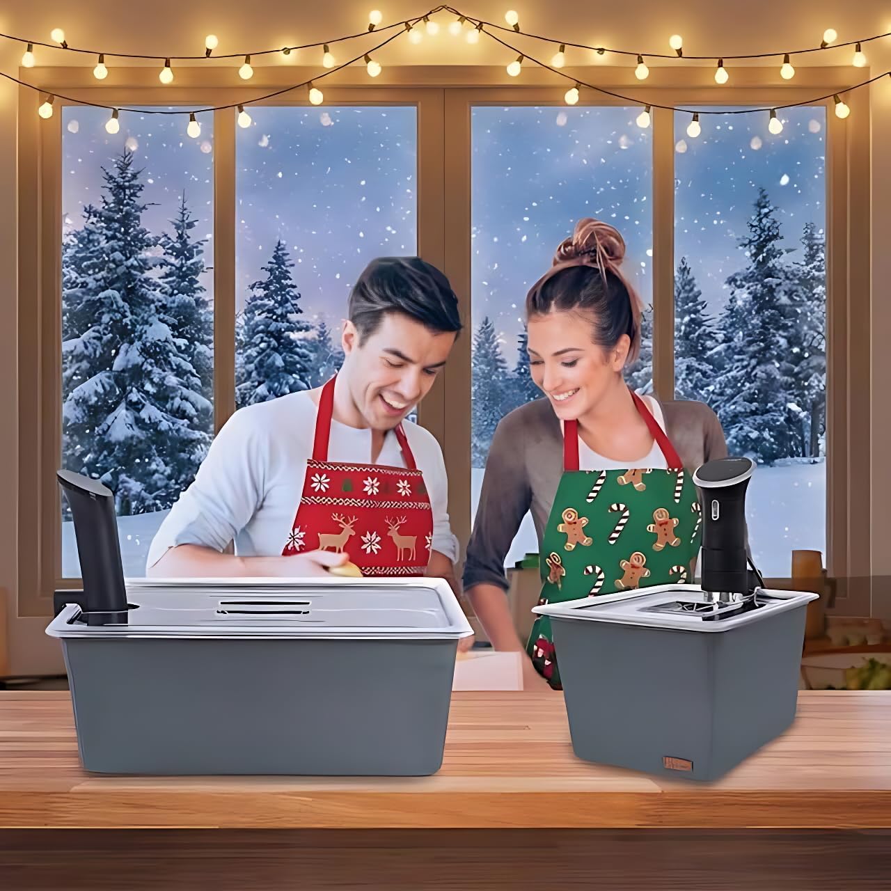 Väeske 12 + 26 QT Sous Vide Container Set with Racks, Lids & Insulating Sleeves – Complete Dual-Size Sous Vide Accessories Kit – Fits Anova, Joule, Instant Pot, Nano