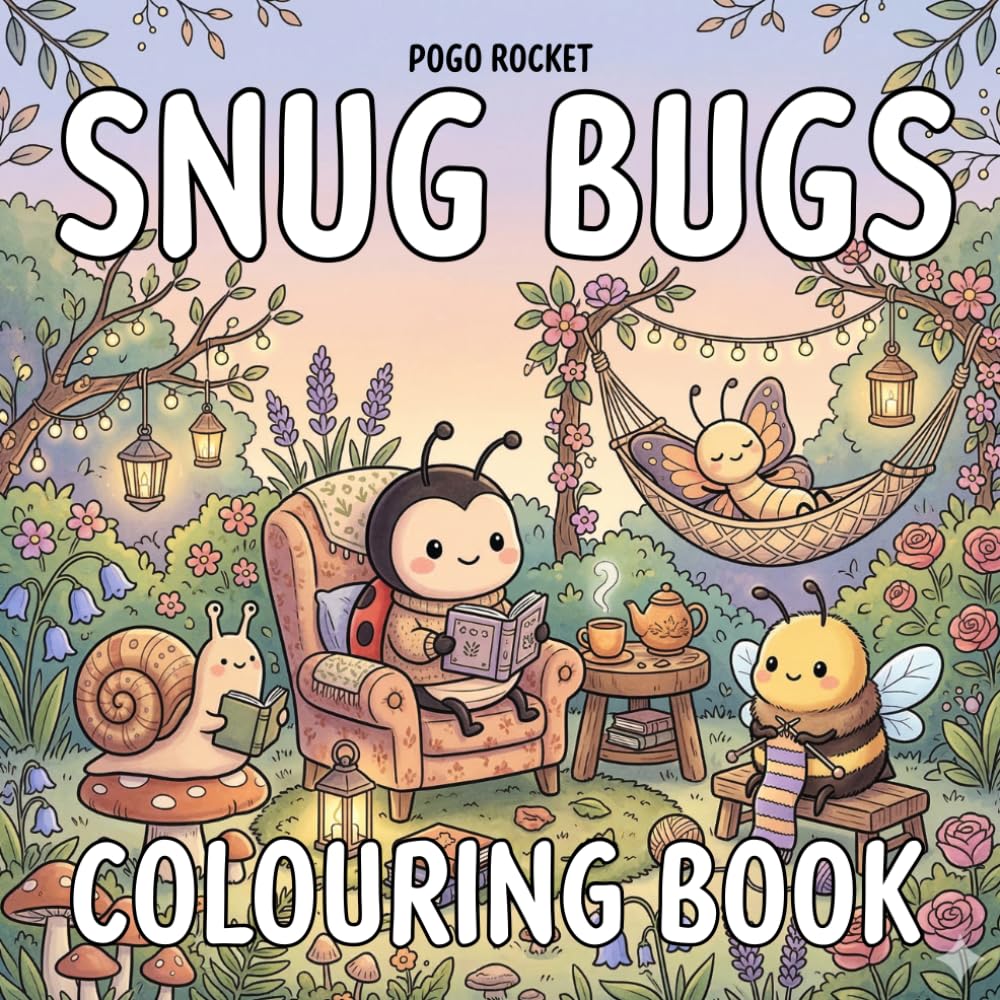 Snug Bugs Colouring Book: 50 Adorable Insects Enjoying Cozy Garden Life in Relaxing Nature Scenes