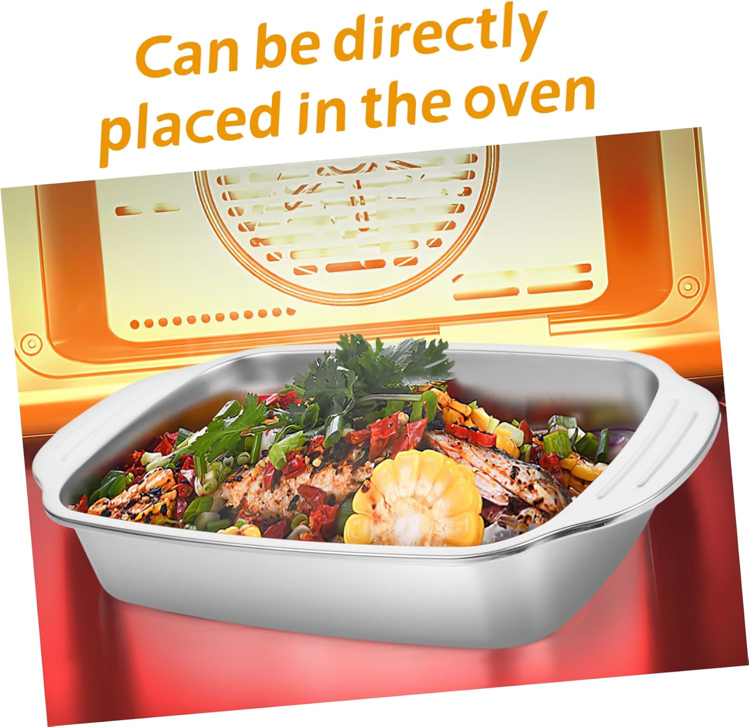 Veemoon 4pcs Stainless Steel Fish Roasting Pan for Induction Cookers Compact Baking Tray for Kitchen Use Rectangular Food Container for Home Cooking and Serving