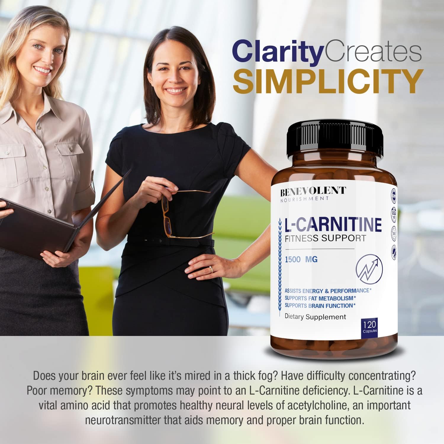 Advanced Strength L-Carnitine Supplement - 1500 MG High Potency L-Tartrate Amino Acids, 120 Veg Capsules, Increased Metabolism, Energy, Performance, Muscle Gain, Supports Memory, Focus Pro L Carnitine : Health & Household