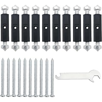 CTRICALVER 118 Type Wall Mounted Switch Cassette Repair Tool Adjustable Length Switch Box Repair Screw Rod with Wrench 10 Sets Silver Black Metal Plastic