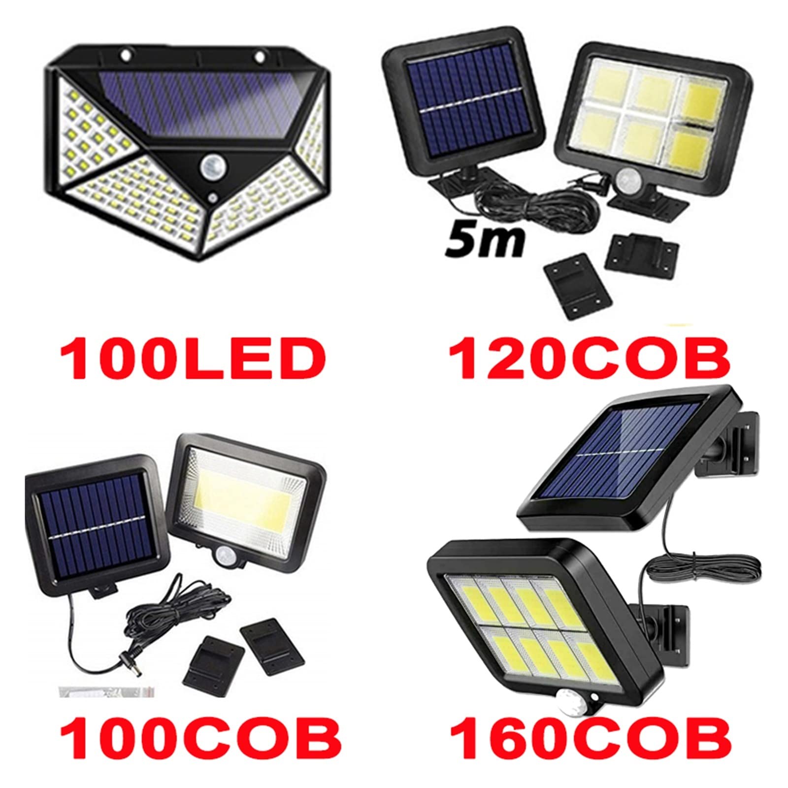 100/120/160COB Solar Split Kinkiet 3 Tryb Wodoodporny Czujnik Ruchu Ogrodowe Światła Uliczne Lampa Słoneczna Ogród Bezpieczeństwo Ściany Światła(120COB,1Pcs)