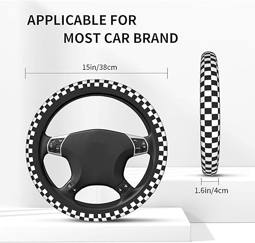 Miniatura 4 de Funda para volante para mujeres y hombres, cielo nocturno con estrellas y lunas, estilo bohemio, protector de volante de neopreno negro, ajuste