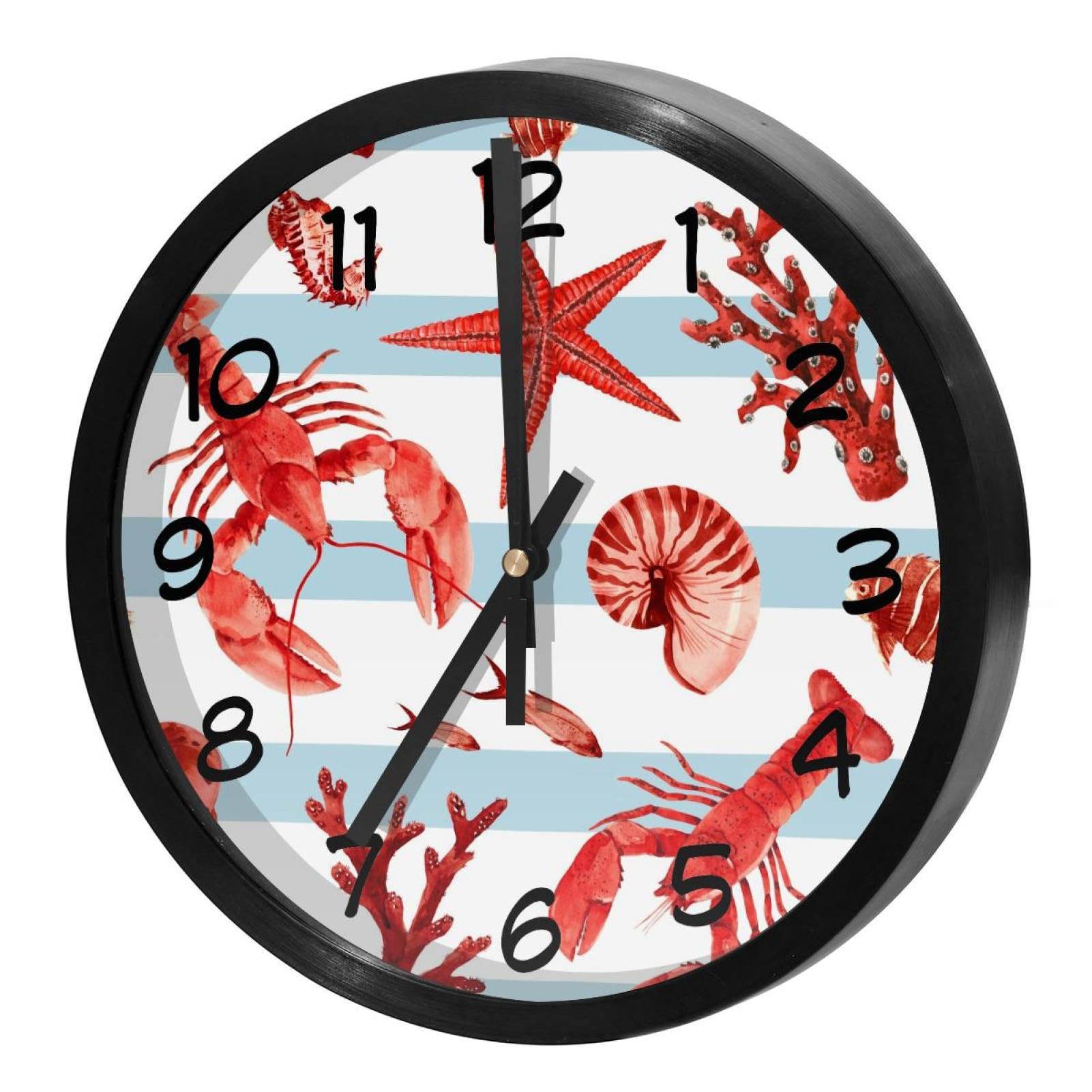 Horloge murale silencieuse pour bureau et école design coraux marins