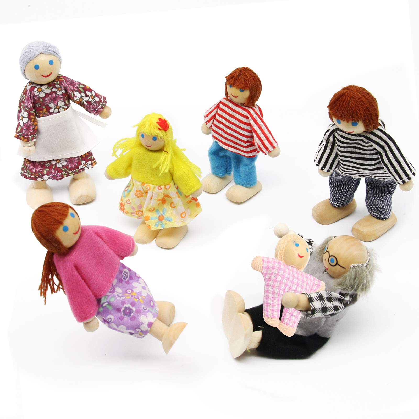 SOKA Happy Family Set – 7 Holzfiguren Für Puppenhaus, Rollenspiel Ab 3 Jahren
