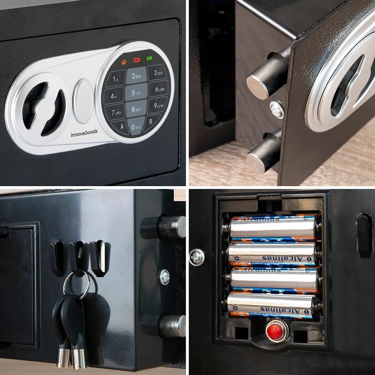 InnovaGoods® Caja Fuerte con Cerradura Electrónica, Caja de Seguridad con Teclado, Perfecta para Hogar, Oficina, Hotel ideal para Almacenar Joyería, Dinero en Efectivo, Documentos.