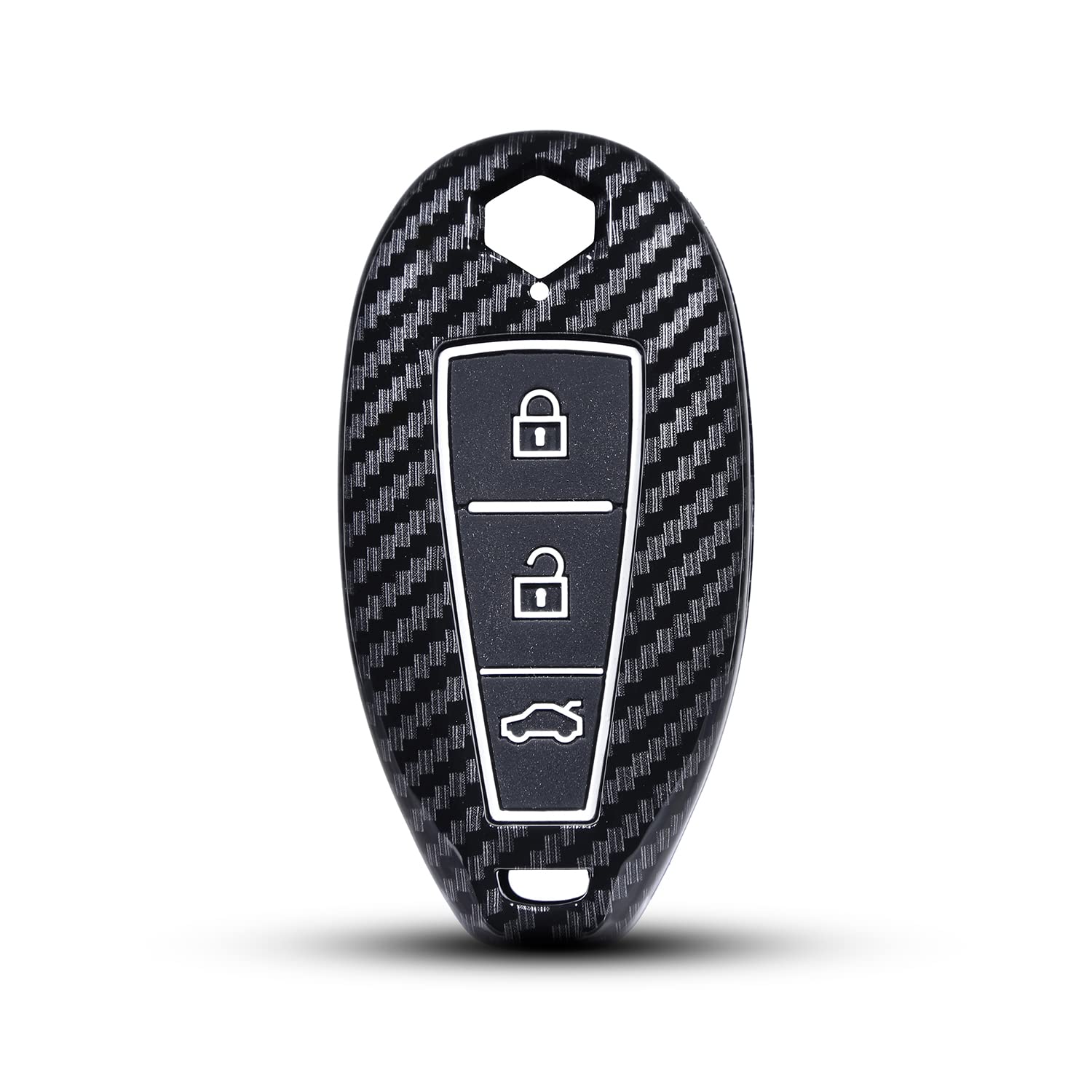 JVCV® Hard Case Key Cover Compatible with Maruti Suzuki 2 & 3 Button Baleno Ciaz Vitara Brezza S Cross Swift Ignis and Toyota Urban Cruiser Smart Key Stylish Durable Protection (Carbon Black)