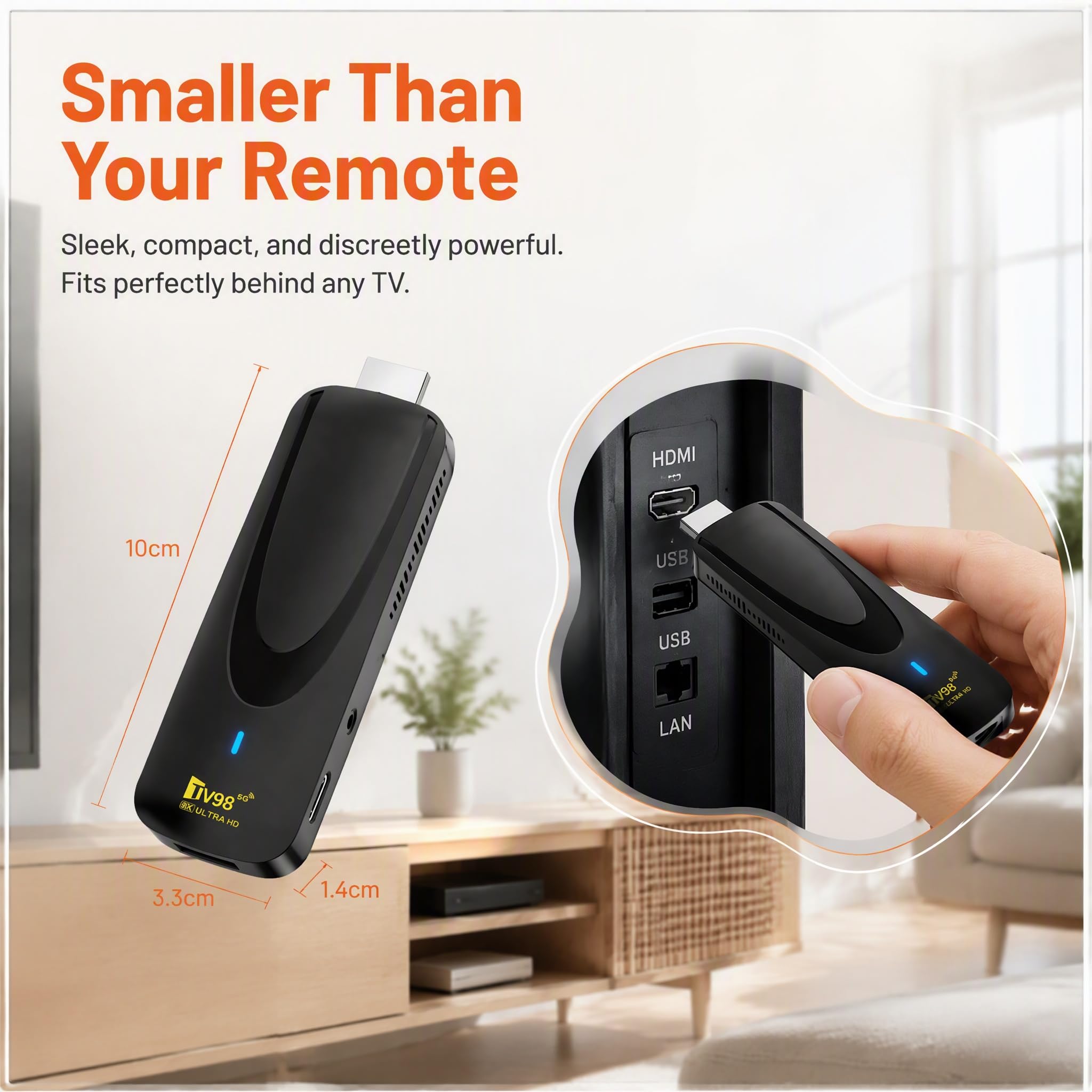Android 14 OS Bluetooth TV Stick, 8K Streaming, 2GB RAM Voice Remote