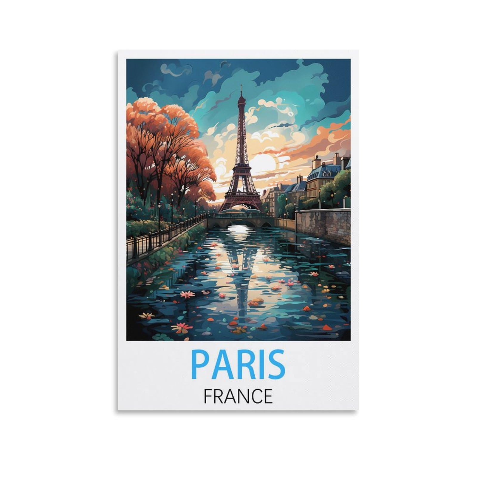 Javon Unframe-Style Paris France Vintage Travel Posters 08X12inch(20X30cm) Canvas Art Poster And Wall Art Picture Print Bedroom Decor