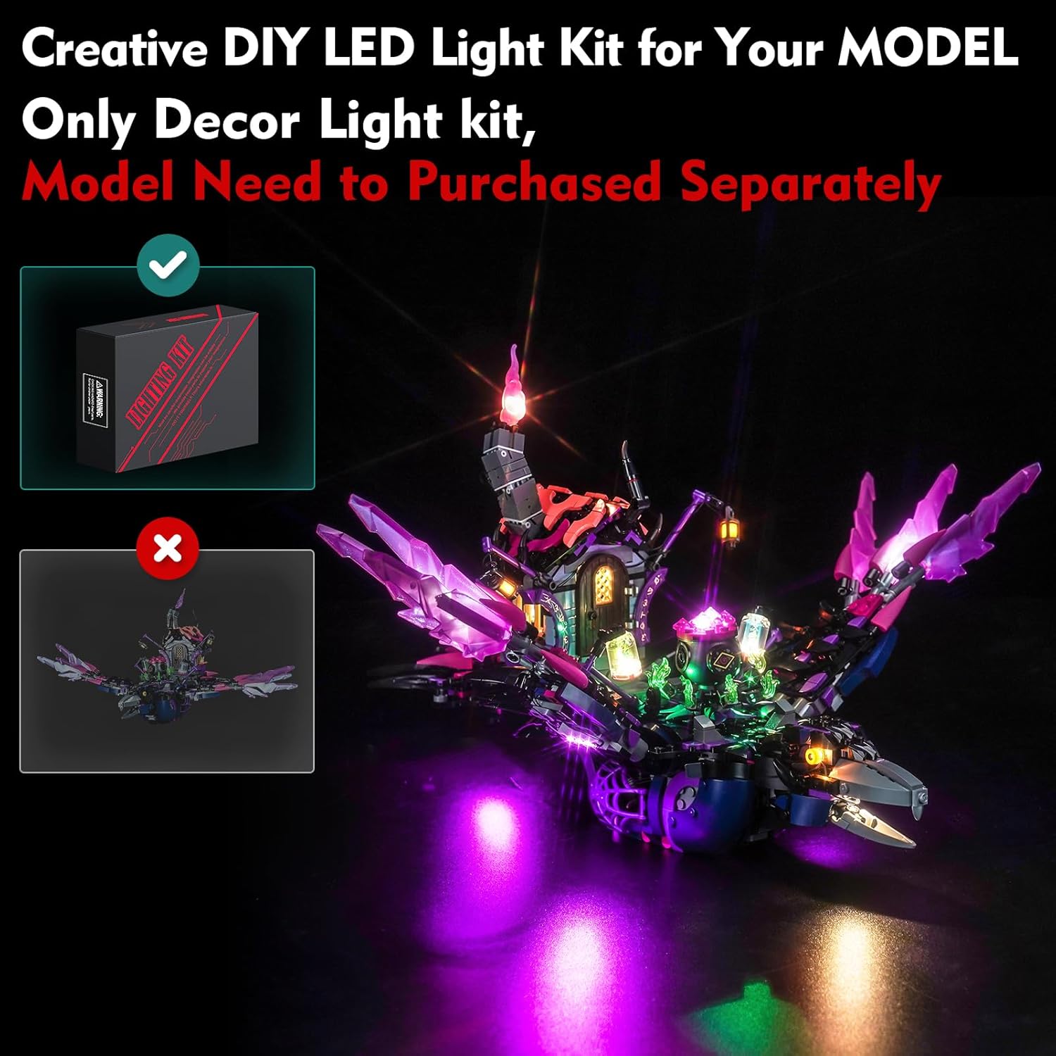 Light Kit Compatible with Lego The Never Witch's Midnight Raven - No Models Only Light, Creative Lighting Set Accessories Compatible with Lego 71478