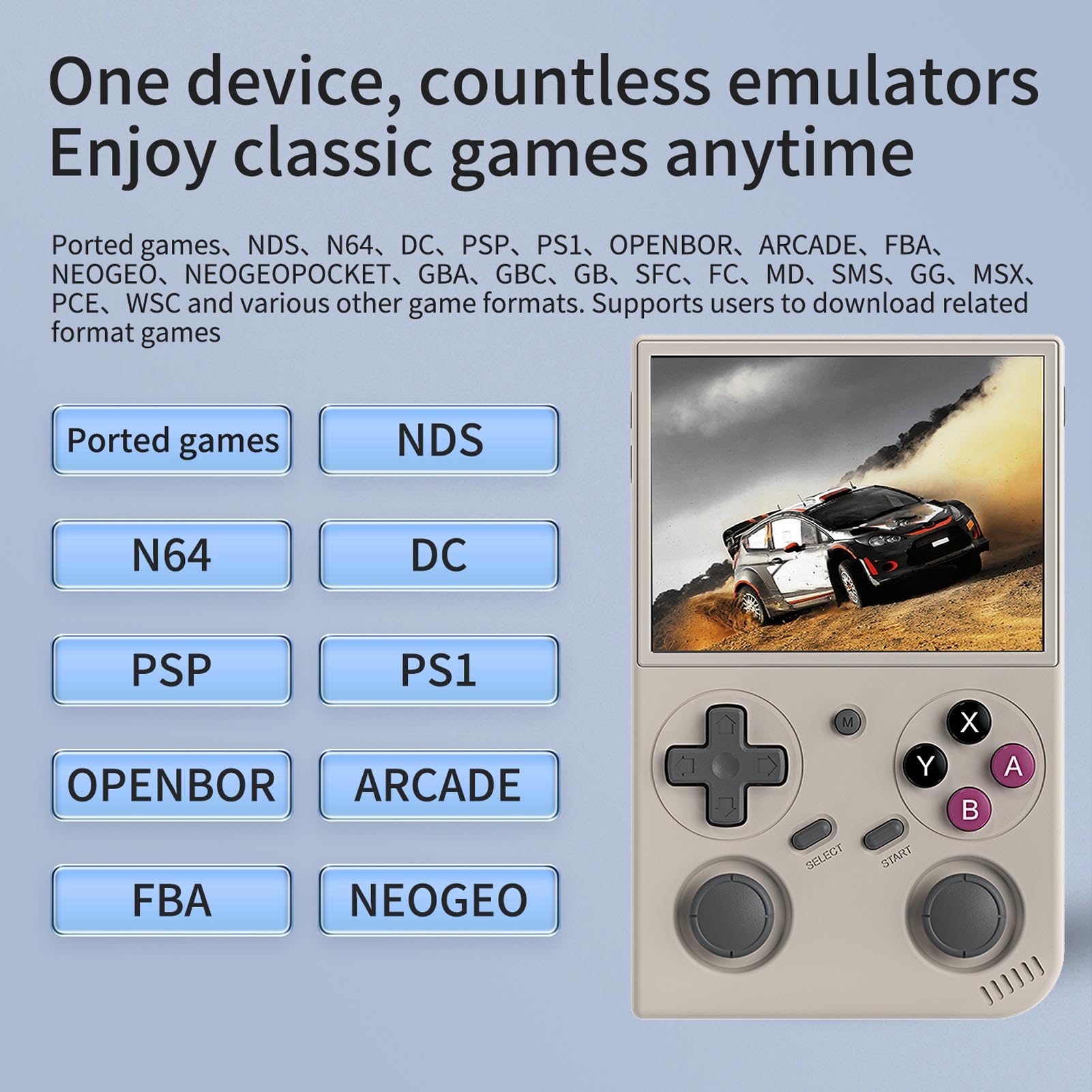 Vikye G350 Handheld Console Game, 3,5 -calowa Konsola Gier w Retro, Naładowane Klasyczne 3200 MAh Podwójne Joysticks Handheld Console (GREY)
