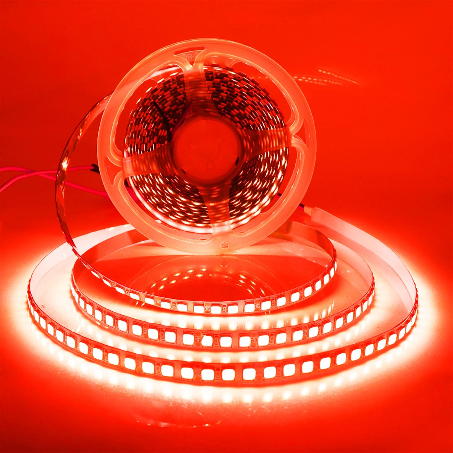 LED Light Strip, 16.4ft 600 Units SMD 5054 LEDs(5050 Upgraded), 16000LM Flexible 12V DC Non-Waterproof Light Strips, LED Ribbon, DIY Christmas Home Kitchen Indoor Party Decoration (Red)