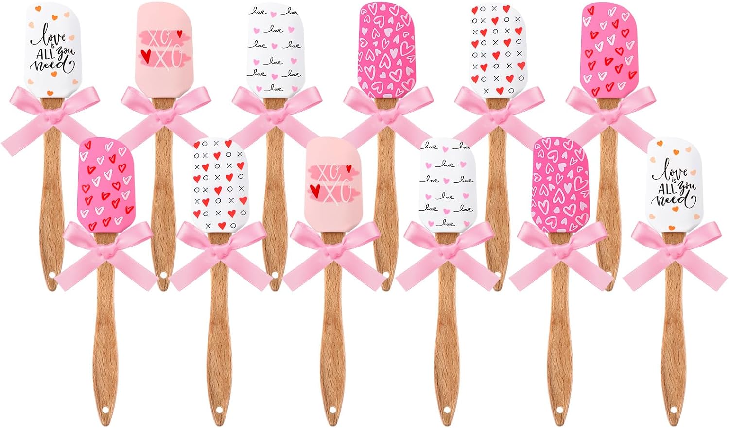 12 Pcs Valentine's Day Silicone Spatula Heart Pattern