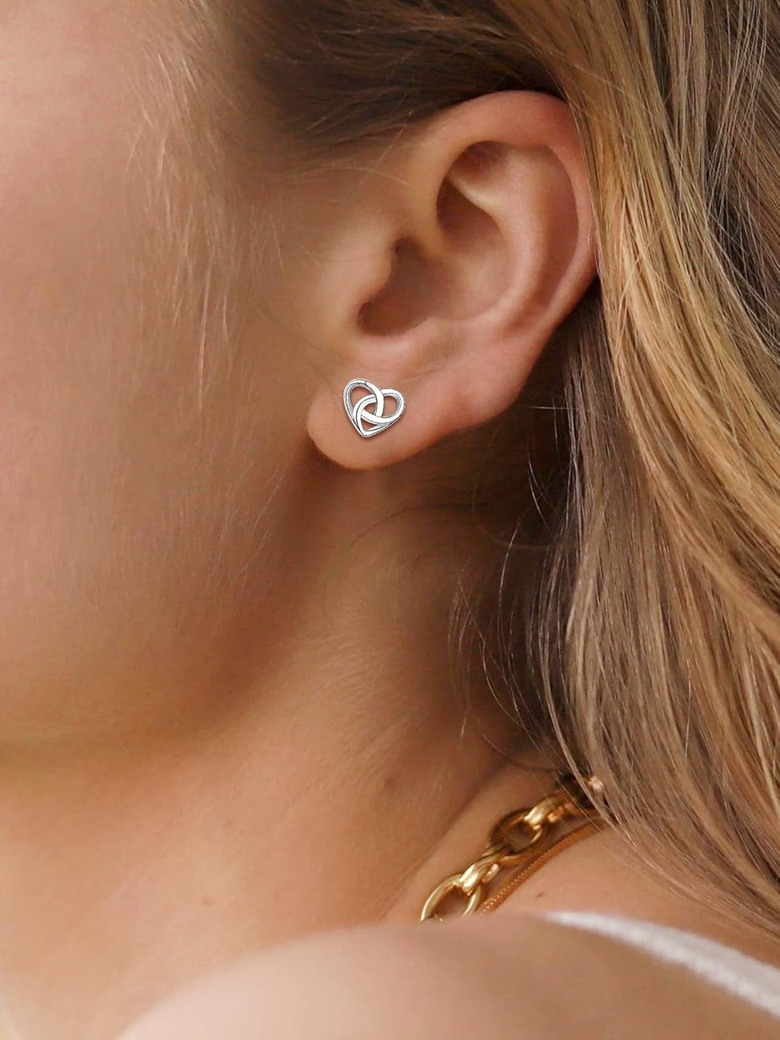 ChicSilver Celtic Earrings for Women Hypoallergenic Sterling Silver Stud Earrings, Heart/Triangle/Cross/Butterfly Knot Earrings for Women Irish Jewelry with Gift Box - Image 2