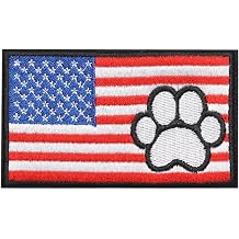 United States Flag and Dog Paw Patch Veteran Embroidered Tactical Military Patches, Hook and Loop Fastener for Clothing & Backpacks