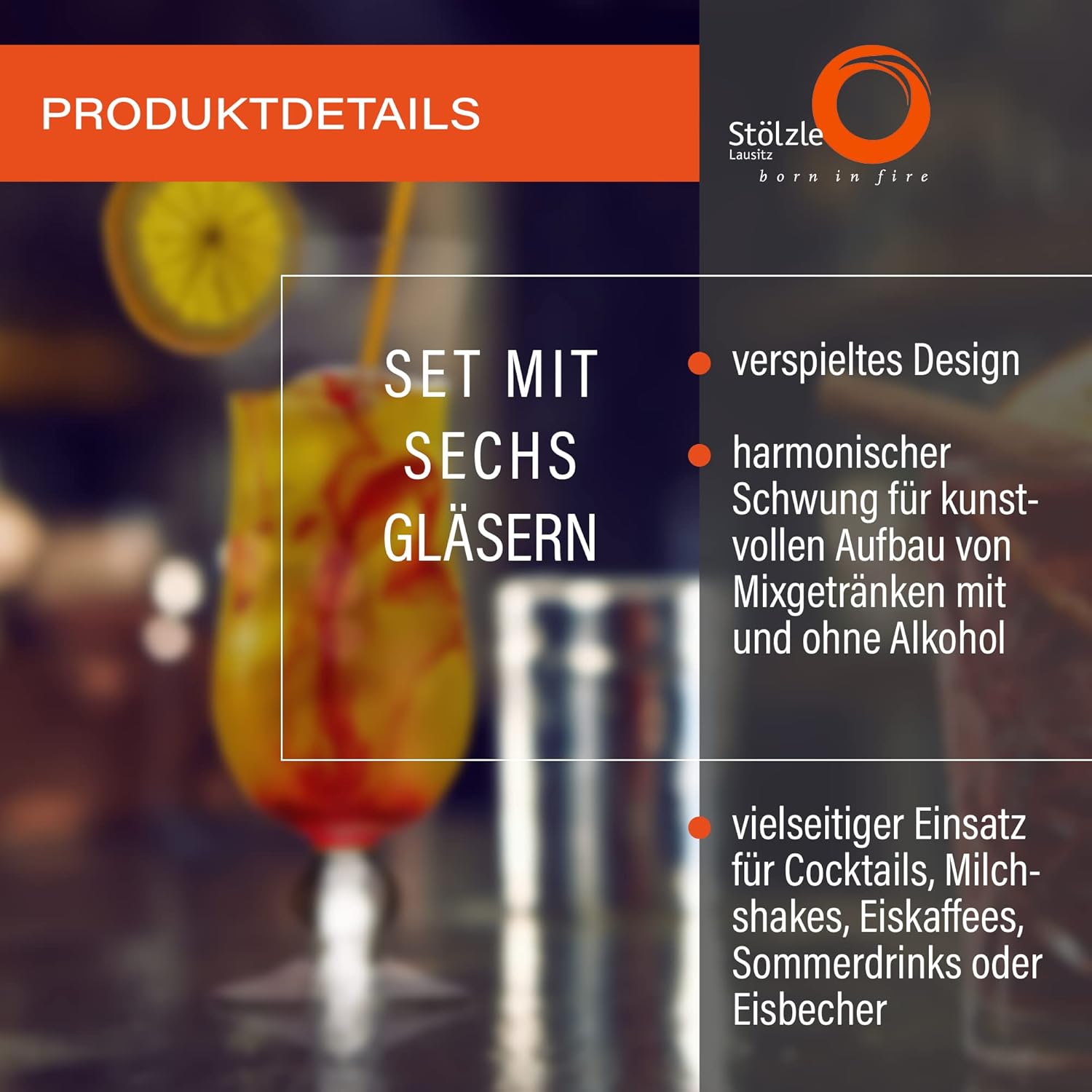 Stölzle Lausitz Acapulco Cocktail Glasses 480 ml I Set of 6 Cocktail Glasses I High-Quality Crystal Glass I Shatter-Resistant and Dishwasher S