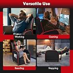 GYMAX Chaise inclinable de massage Gaming, Sofa de style Racing réglable avec repose-pieds et fonction de massage Moderne salon inclinateur PU Sièges en cuir pour le théâtre (rouge)