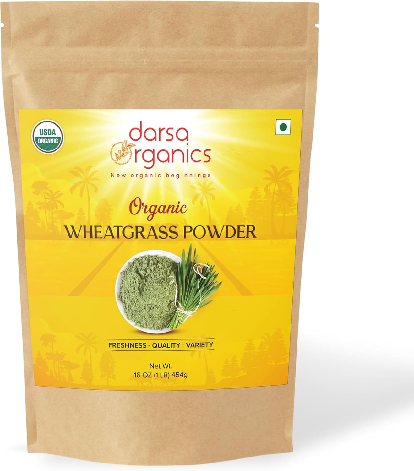 Wheatgrass Powder 1 lb - Premium USDA Organic Wheat Grass, Fine-Milled Green Powder for Smooth Mixing - Non-GMO, Vegan, and Gluten-Free, Fresh-Sealed Resealable Pouch