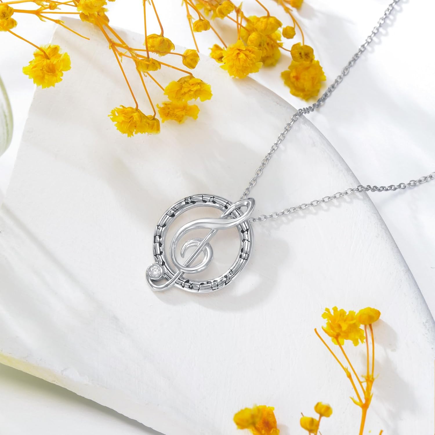 PELOVNY Christmas Gifts Music Note Necklace S925 Sterling Silver Music Pendant Music Note Jewelry Gift for Women - Image 4