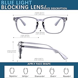 Oilway Blue-Light Blocking Glasses Computer Reading/Gaming/TV/Phones Glasses Fashion Anti Eyestrain UV Glasses for Women Men(H3-Black+Gray)