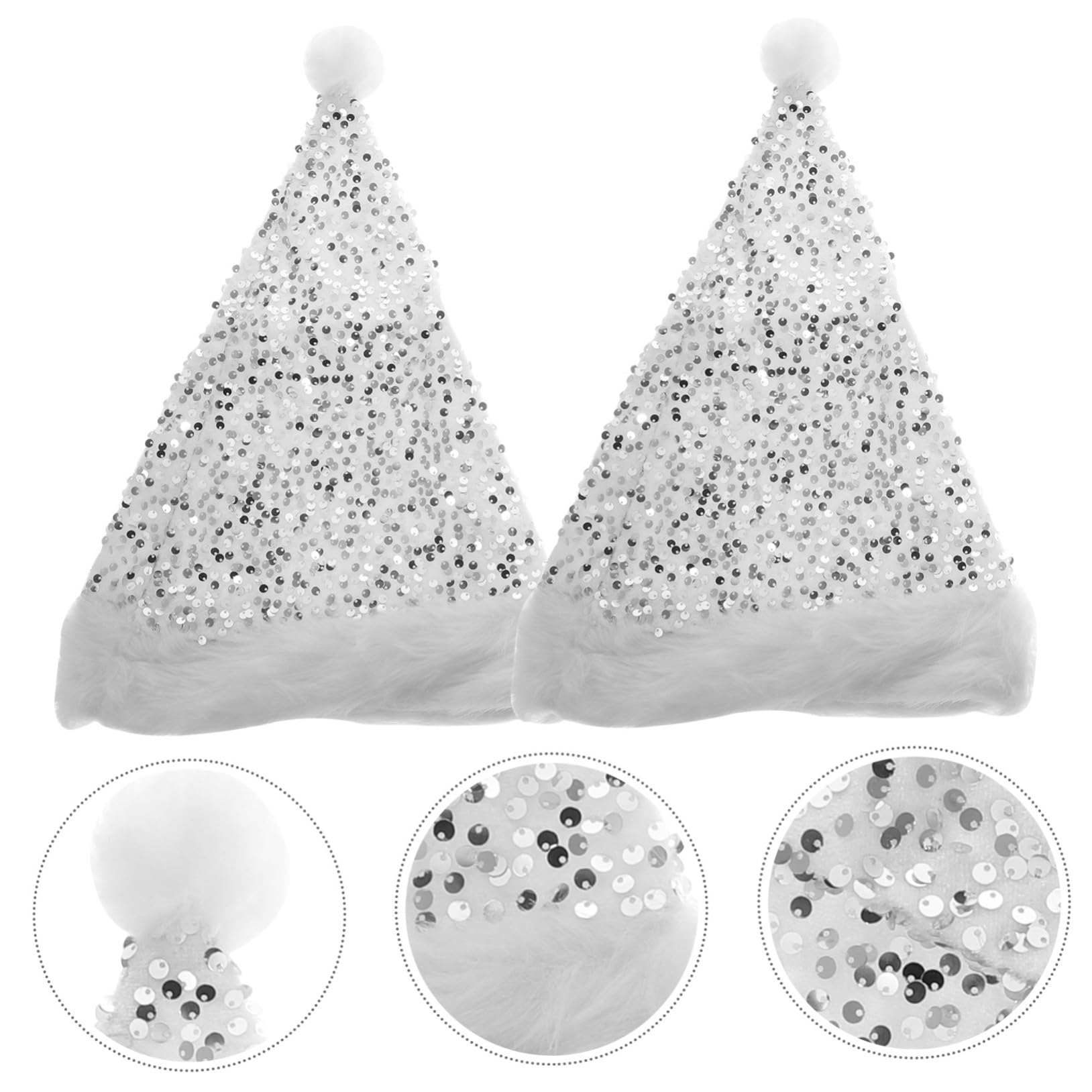 MAGICLULU 6 Piezas De Sombrero De Papá Noel Con Lentejuelas Gorros Decorativos De Lentejuelas Sombrero De Fiesta De Navidad De Felpa Decoración Navideña Gorros De Navidad Gorro De