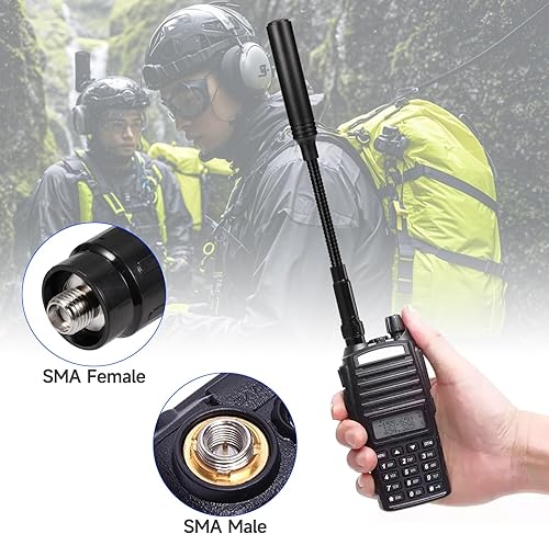 Miniatura 5 de Eightwood Antena de radio de jamón de cuello de cisne VHFUHF 144430MHz Antena táctica amateur flexible conector hembra SMA para radios