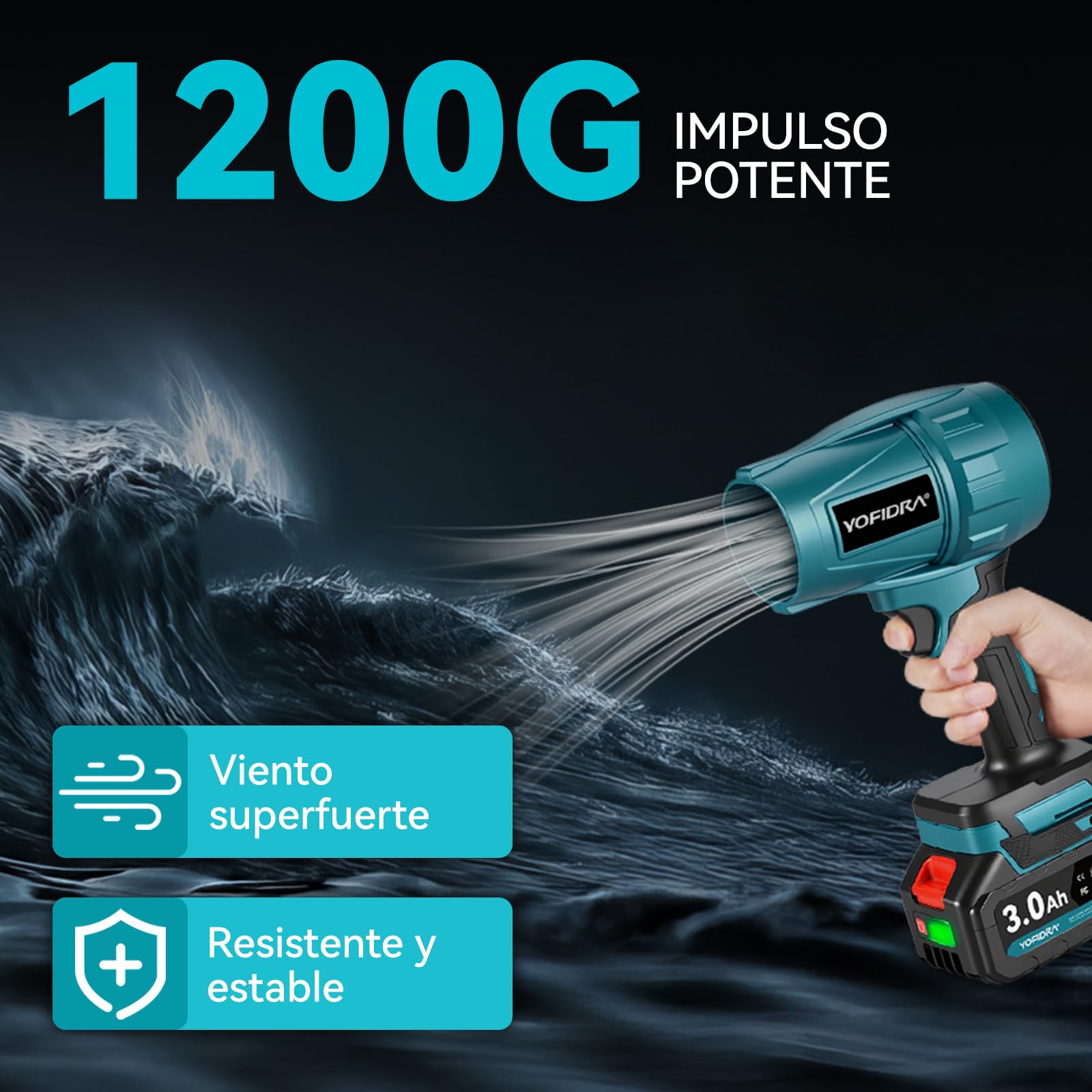 Yofidra Soplador de Hojas, 576 km/h Soplador Aspirador de Hojas, Soplador con 2 Baterías de 3,0 Ah, 28.000 RPM, Soplador de Hojas Eléctrico, Soplador a Batería para Burbujas Coches Hojas Nieve Polvo