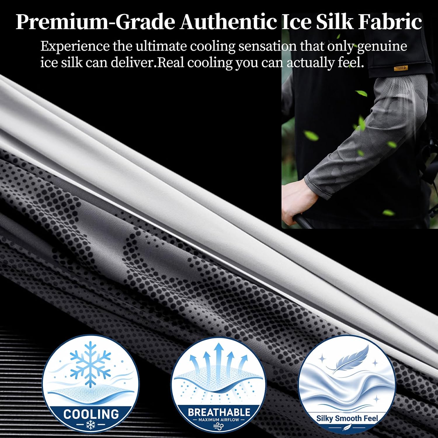 Arm Sleeves for Men, Loose Fit Non-Sticky, Cooling UV Sun Protection Arm Sleeves for Baseball Basketball Golf Hiking