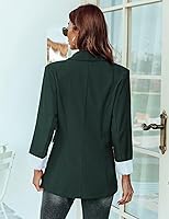 Vista 4 de Genhoo Chaquetas tipo blazer para mujer, con frente abierto, manga larga, para trabajo, oficina, casual, con bolsillos, tallas S-2XL