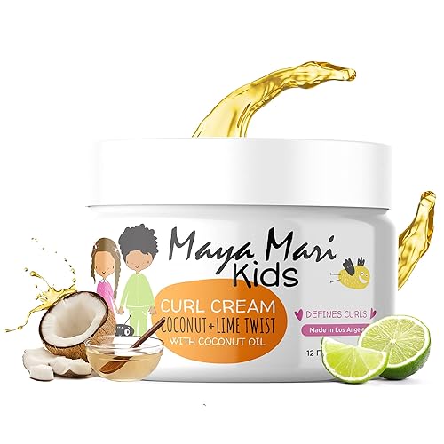 Maya Mari - Crema de rizos para niños con aceite de coco crema para el cabello rizado coco y lima 12 onzas