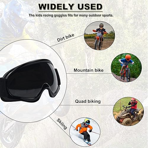 Miniatura 5 de Gafas de motocross para niños, jóvenes, cuatrimoto, todoterreno, motocross, carreras, ciclismo, snowboard, esquí, gafas para niños y niñas (marco