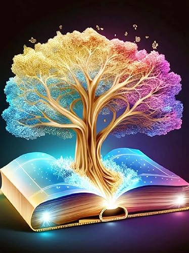 DOTZSO Kits de pintura de diamantes para adultos, arte de diamantes de 12 x 16 pulgadas, bricolaje 5D árbol de la vida, pintura de diamantes de