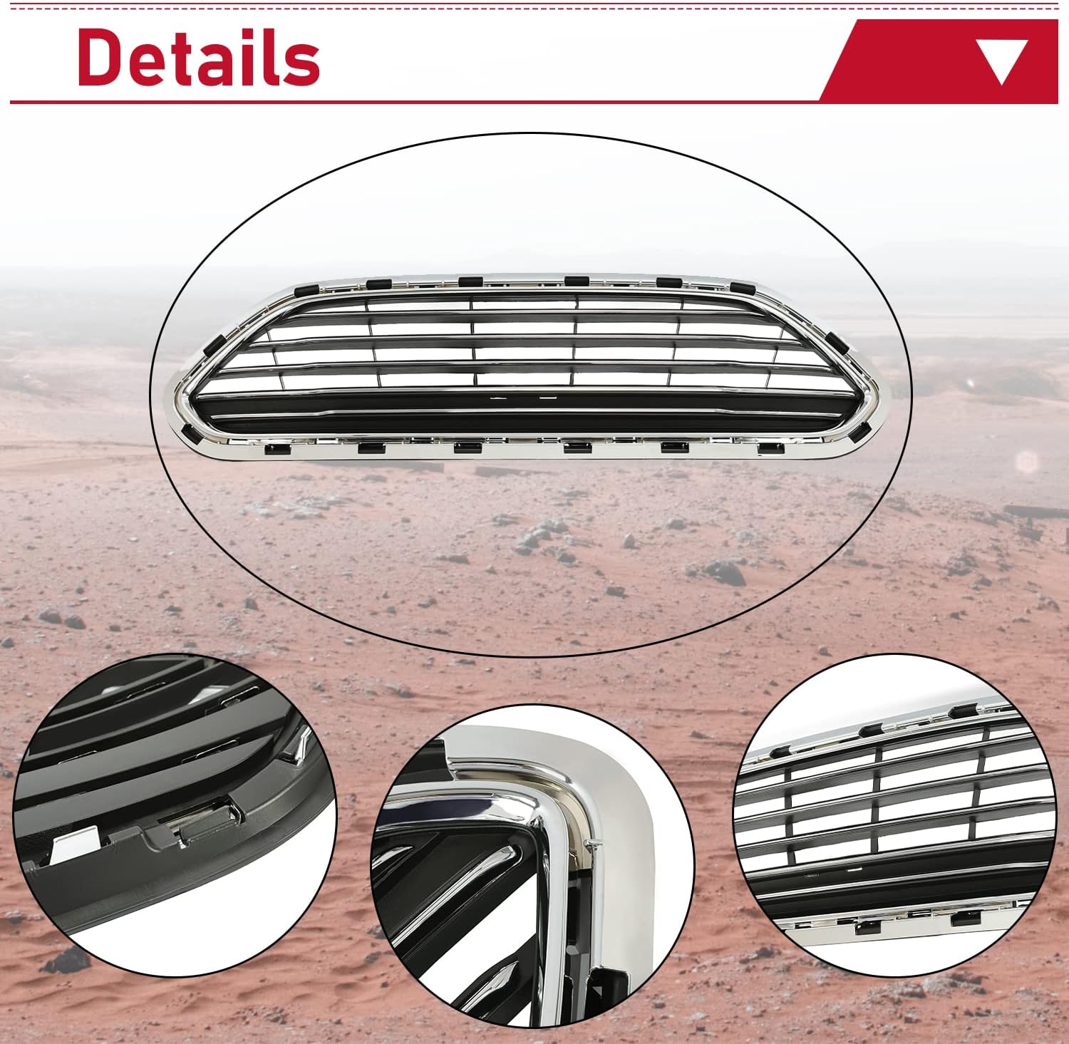 HECASA Chrome Frame Grille Compatible with 2014-2019 Ford Fiesta Front Grill Bumper Guard Cover Molding Replacement for D2BZ17B968AA FO1200552