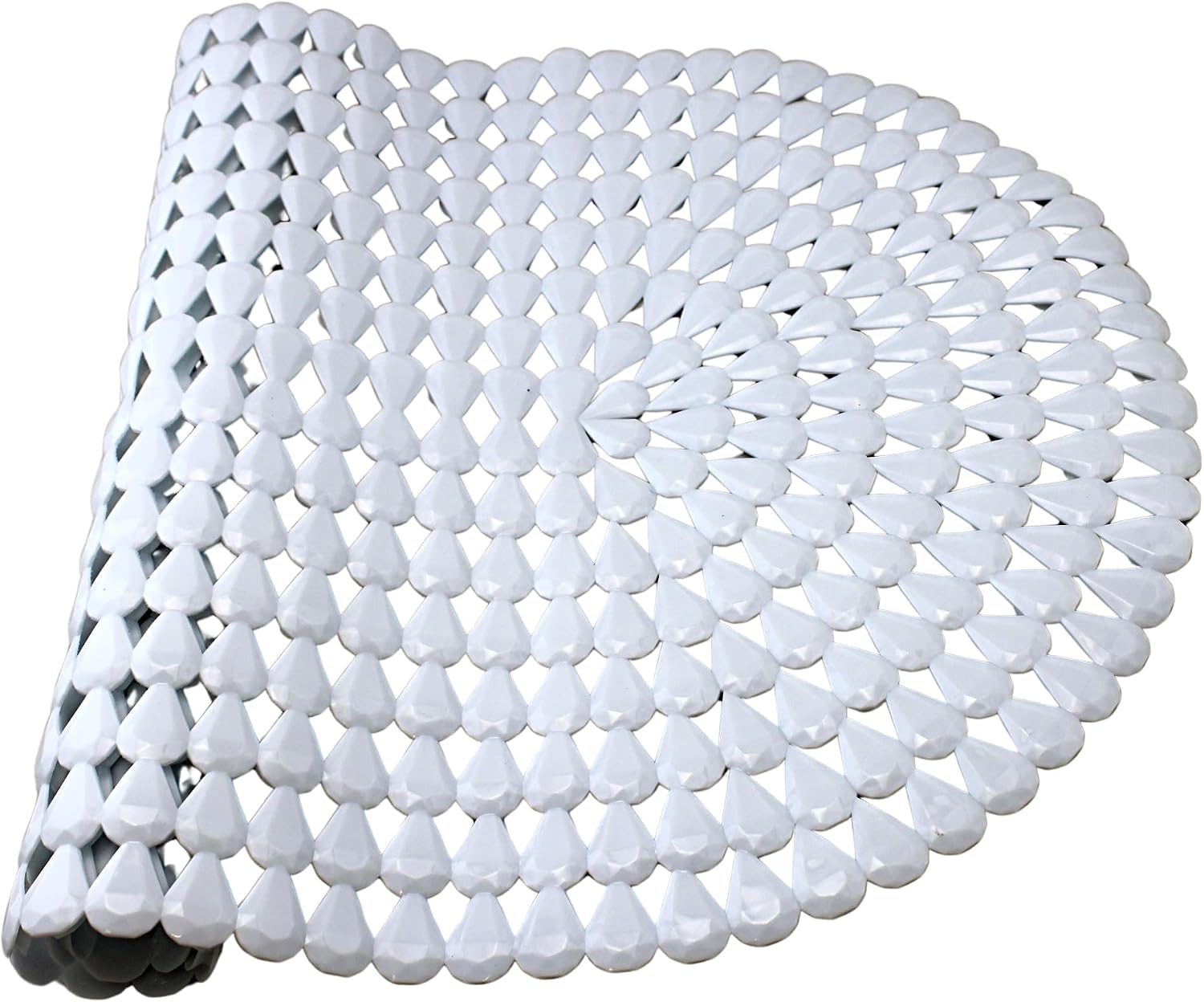 Luxury Oval Bath & Shower Mat 27" x 15" – Non-Slip PVC Bath Mat with Secure Suction Cups, Pear Diamond Design, Modern Bathroom Safety – Dependable Industries (White)