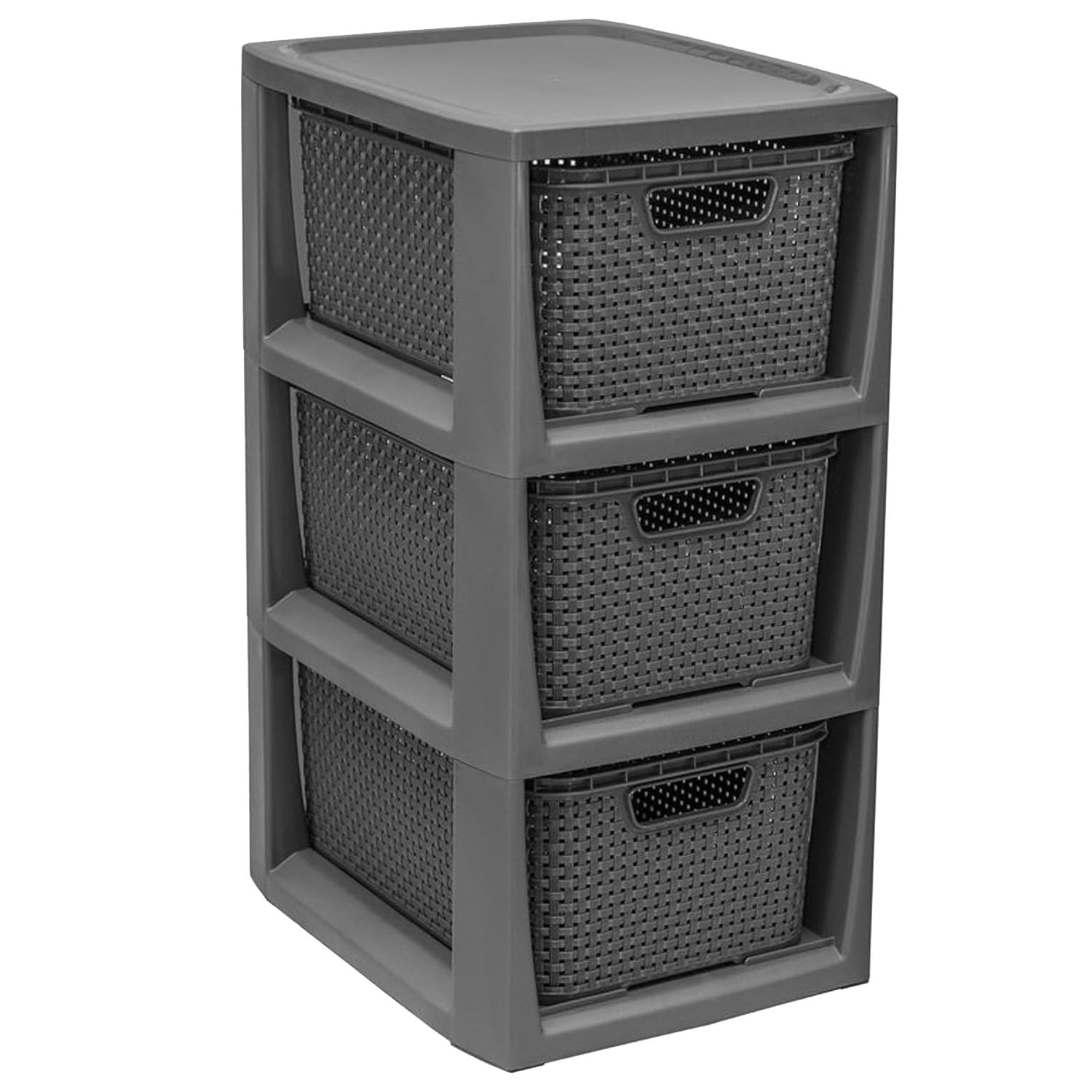 3 Or 4 Drawer Large Spacious Rattan Effect Cream & Grey Storage Tower Unit
