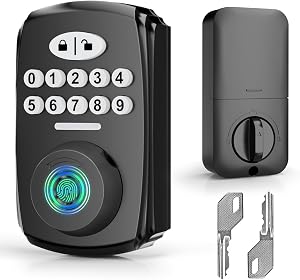 Keyless Entry Door Lock Deadbolt Fingerprint Door Lock - PHYSEN Smart Deadbolt Set for Front Door - Electronic Digital Keypad Lock - Biometric- Auto Lock - Easy Installation