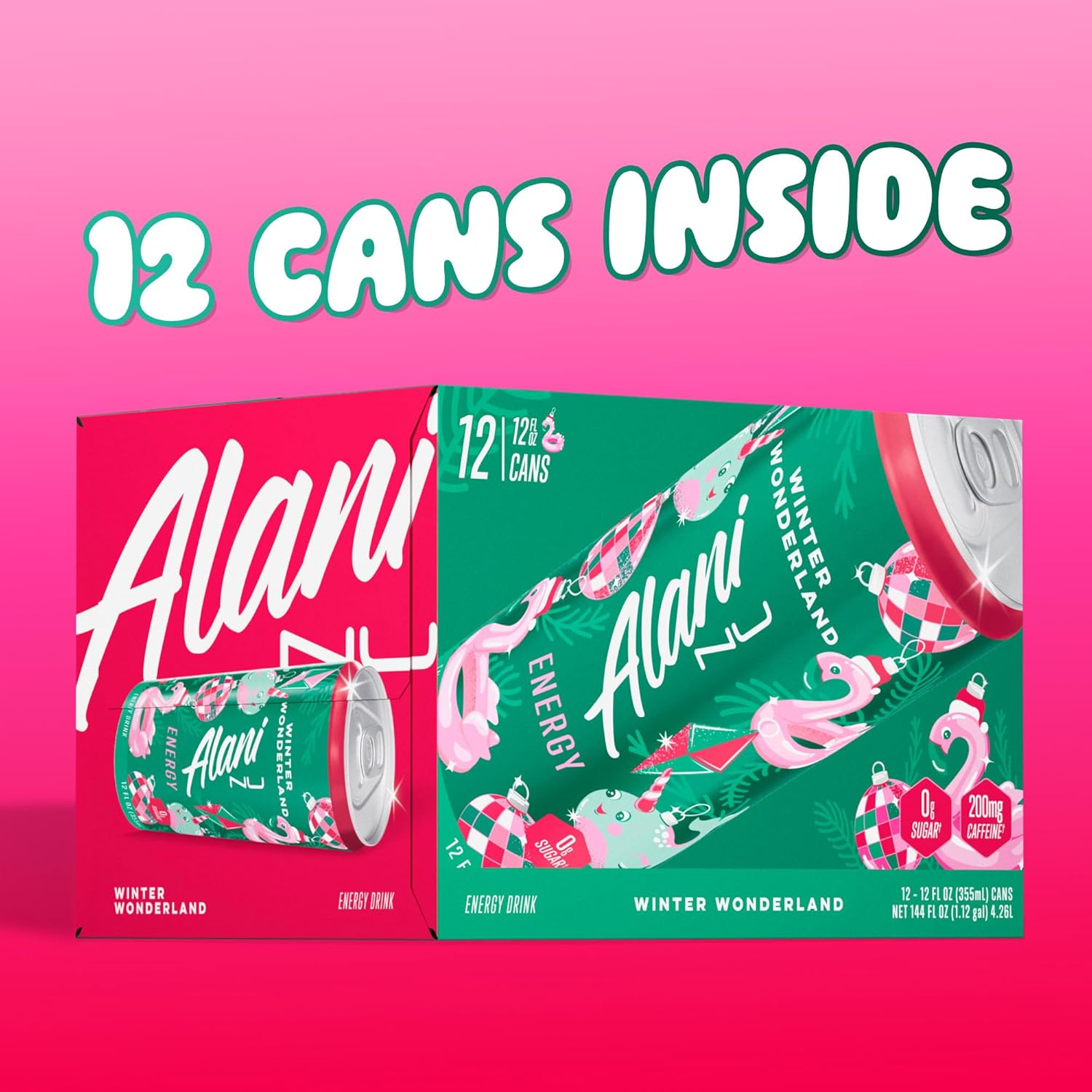 Alani Nu WINTER WONDERLAND Sugar Free, Low Calorie Energy Drinks | 200mg Caffeine | Biotin B Vitamins | Zero Sugar | 10 Calories | 12 Fl Oz Cans |12 Pack