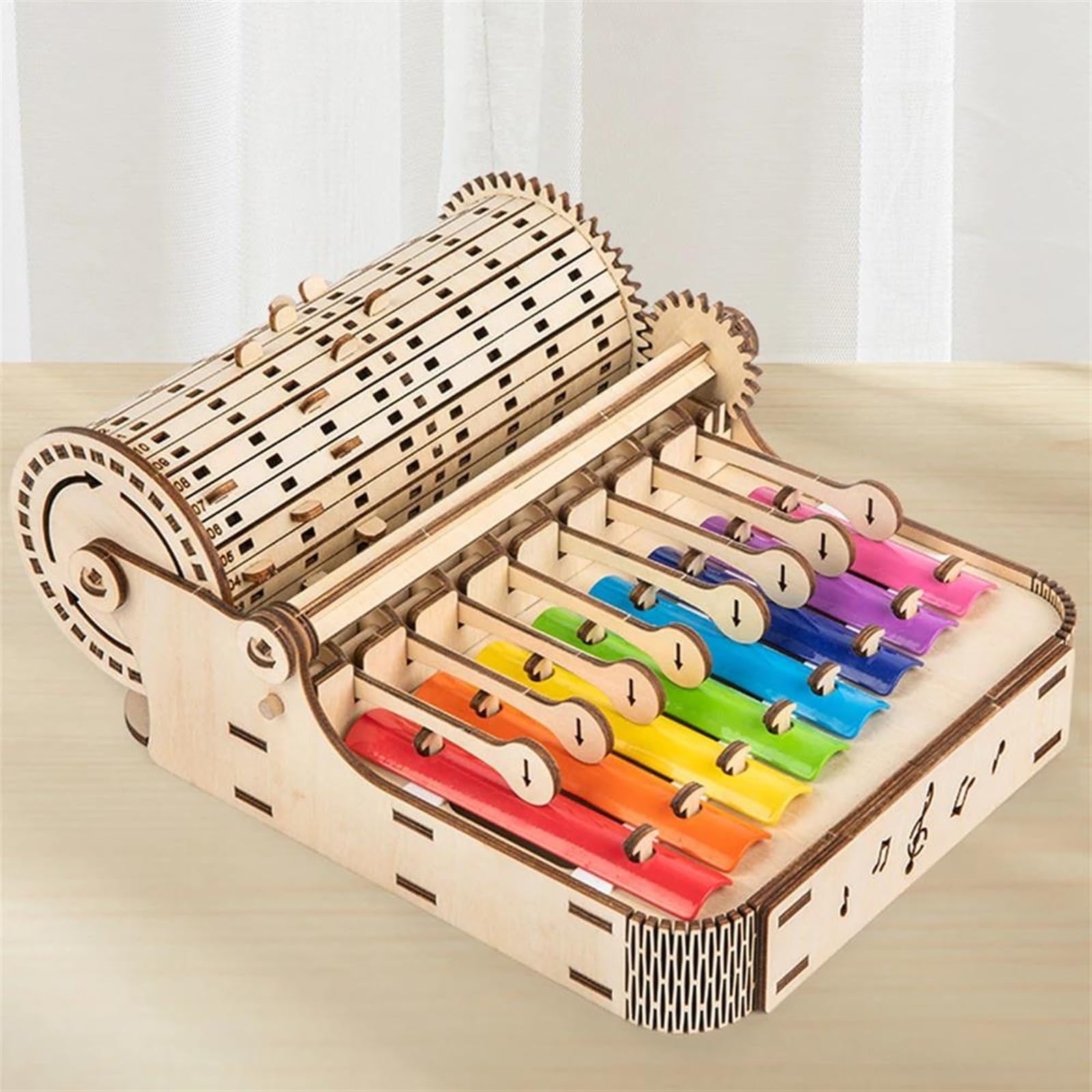 Kit de bricolaje de 8 tonos, caja de resonancia colorida, instrumento de percusión Glockenspiel de madera de precisión con manivela Kit De Glockenspiel Profesional