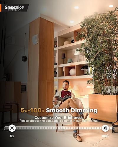 Miniatura 5 de Ensenior Paquete de 4 luces LED de 56 pulgadas 5CCT, iluminación empotrada LED reacondicionada, borde deflector, regulable, 9W  110W, 1000LM,