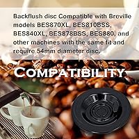 Vista 2 de HiWater Paquete de 2 discos de limpieza de café de 2.126 in compatibles con máquinas Breville Espresso BES870XL, BES810BSS, BES840XL, 100%
