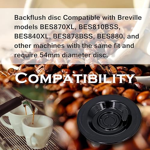 Miniatura 2 de HiWater Paquete de 2 discos de limpieza de café de 2.126 in compatibles con máquinas Breville Espresso BES870XL, BES810BSS, BES840XL, 100% material